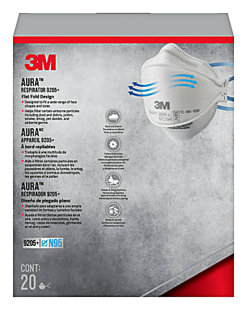 3M Aura N95 Particulate Respirator 9205PH 20 DC Pack of 20 Respirators -  Office Depot
