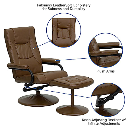 Flash furniture contemporary leather top recliner and ottoman base