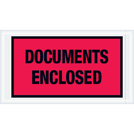 Tape Logic® Preprinted Packing List Envelopes, Documents Enclosed, 5 1/2" x 10", Red, Case Of 1,000