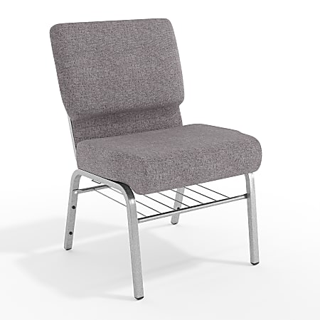 Flash Furniture HERCULES Series 21''W Church Chair w/ Book Rack, Gray/Silver Vein