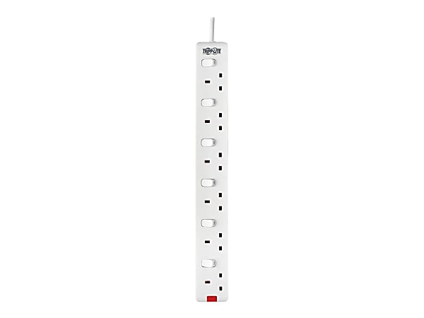 Tripp Lite 6-Outlet Power Strip - British BS1363A Outlets, Individually Switched, 220-250V, 13A, 3 m Cord, White - Power strip - 13 A - AC 230 V - input: BS 1363A - output connectors: 6 (BS 1363A) - 10 ft cord - United Kingdom - white