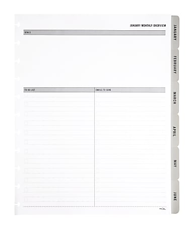 TUL Discbound Monthly Planner Refill Pages With 12 Tab Dividers