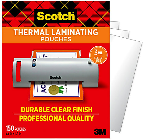 Scotch® Thermal Laminating Pouches, 150 Laminating Sheets, 3 mil., Fits Letter Size (8.9 in x 11.4 in.) Paper - TP3854150