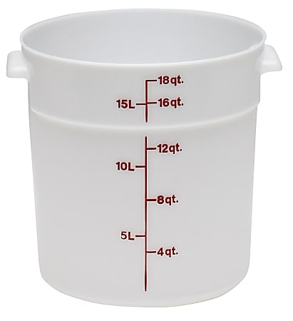 Cambro Poly Round Food Storage Containers, 18 Qt, White, Pack Of 6 Containers