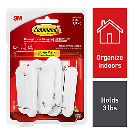 Command Medium Wire Hooks Value Pack White Pack Of 7 Hooks And 12