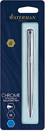 Waterman® Allure Ballpoint Pen, Medium Point, 0.7 mm, Chrome Barrel, Blue Ink