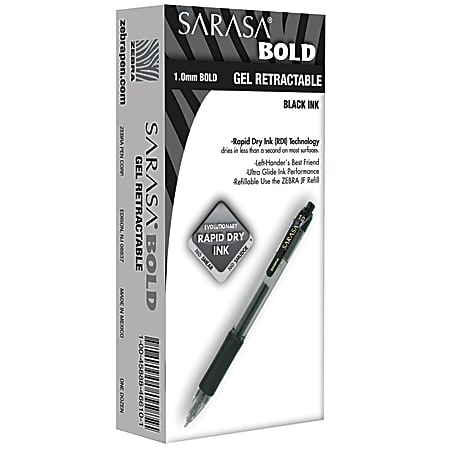 Zebra Sarasa Retractable Gel Pen, Black Ink, Medium, 36-Pack