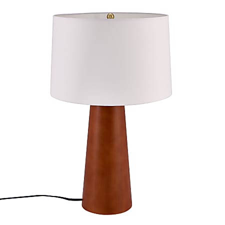 Southern Enterprises Inga Table Lamp, 24-3/4"H, White Shade/Dark Tobacco Base