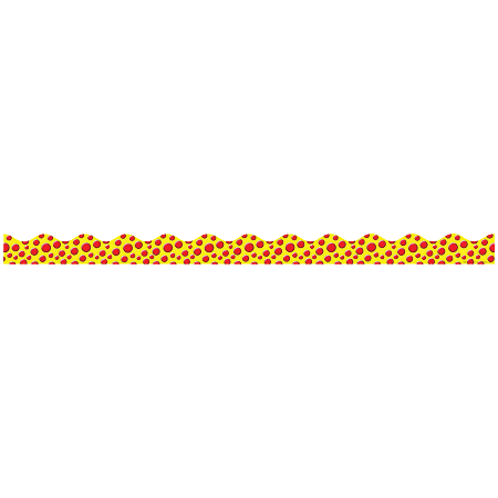 Scholastic Monster Dots Scalloped Trimmers, 3" x 36", Pack Of 12