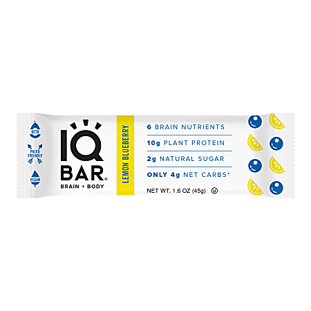 IQ BAR Brain Fuel Protein Bars, Lemon Blueberry,