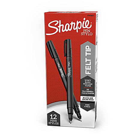 Sharpie Fine Point Pens Fine Point Black Barrels Black Ink Pack Of 12 -  Office Depot