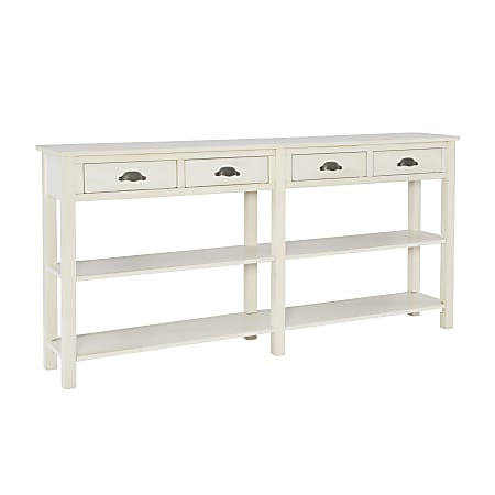 Powell® Home Fashions Morais 4-Drawer Console Table With 2 Shelves, 34-1/2"H x 72"W x 12-1/8"D, Cream