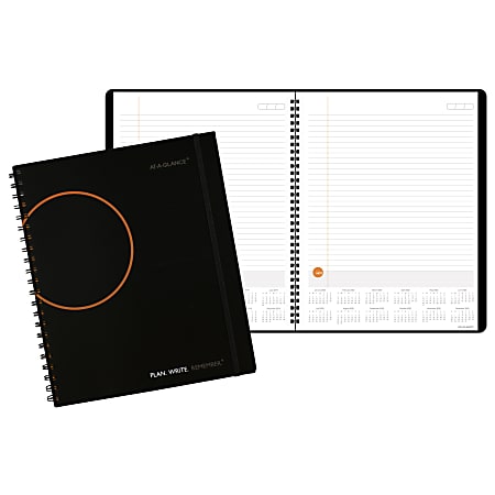 AT-A-GLANCE® Plan. Write. Remember.® Planning Notebook With Reference Calendars, 8 9/16" x 11", Black