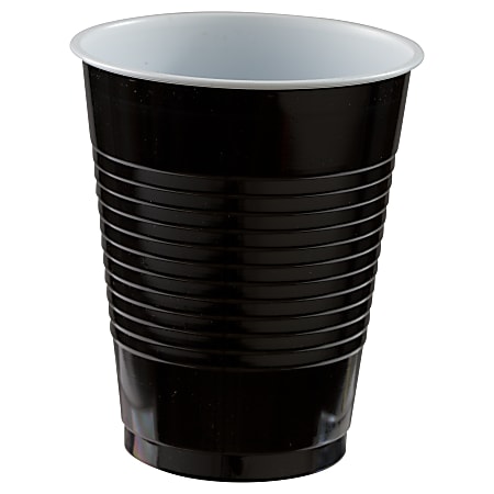 Amscan Plastic Cups, 18 Oz, Black, Set Of 150 Cups