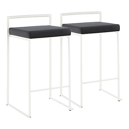LumiSource Fuji Contemporary Counter Stools, White/Black, Set Of 2 Stools, B26FUJIWVBK2