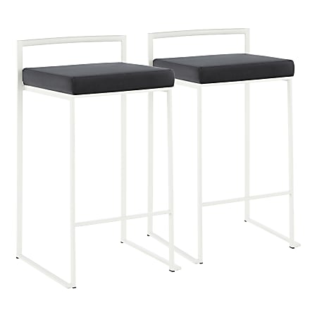 LumiSource Fuji Contemporary Counter Stools, White/Black, Set Of 2 Stools