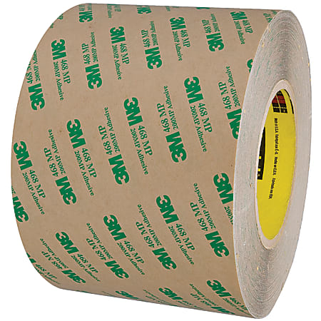 3M™ 468MP Adhesive Transfer Tape, 3" Core, 6" x 60 Yd., Clear, Case Of 8
