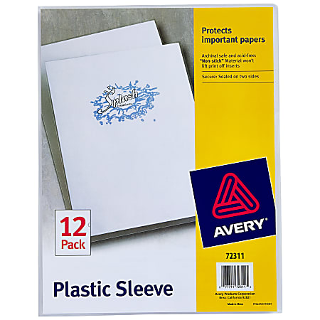 Avery® Plastic Document Sleeves, 8 1/2" x 11", Holds Up To 20 Sheets, Clear, Pack Of 12