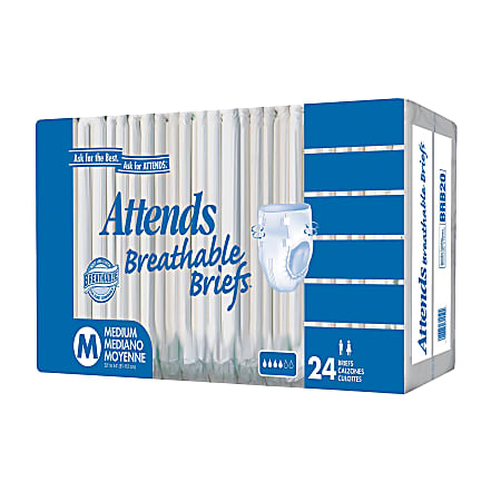 Attends® Value Tier Breathable Briefs, Large, 44"-58", Box Of 24