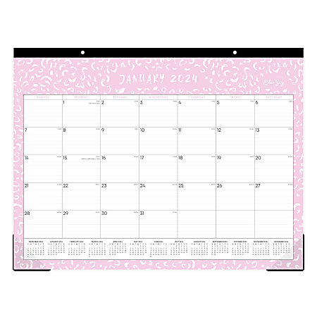 2024 Blue Sky™ Marks Lilac Monthly Desk Pad Planning Calendar, 22" x 17", January to December