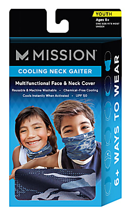 Mission Cooling Neck Gaiter, Youth One Size, Camo
