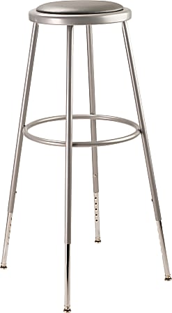 National Public Seating Adjustable Vinyl-Padded Task Stool, 30 1/2" - 38 1/2"H, Gray 