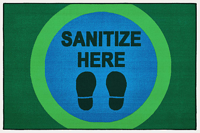 Carpets for Kids® KID$Value Rugs™ Sanitize Here Dot Activity Rug, 3' x 4 1/2' , Blue
