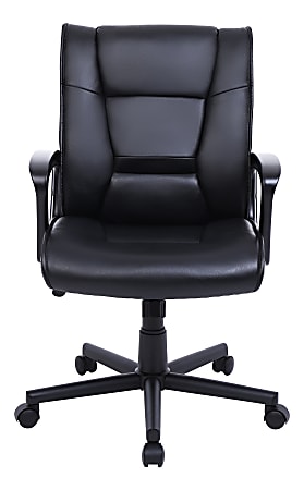 Realspace® Rezzi Vegan Leather Mid-Back Manager Office Chair, Black