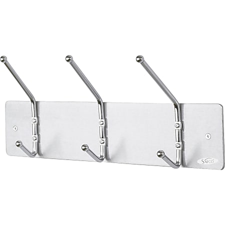 Safco® Metal Wall Rack Coat Hooks, 3 Hooks,