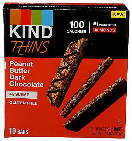 KIND Thins Bars, Peanut Butter Dark Chocolate, 0.74 Oz, Total Qty 60