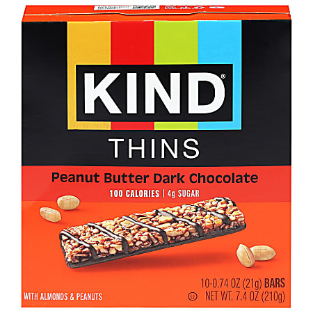 KIND Thins Bars, Peanut Butter Dark Chocolate, 0.74 Oz, Total Qty 60