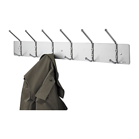 Safco 4162 Metal Wall Rack Six Ball-Tipped Double- 6 hook, Silver