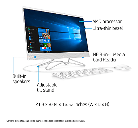 HP 24-F 24-F0030 24 Borderless LCD Screen All-in-One Touchscreen 23.8 FHD