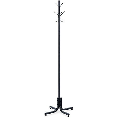 Safco 4 Double Hook Costumer - 8 Hooks - 80 lb (36.29 kg) Capacity - 70" Height x 21" Width - 2.50" Size - for Garment, Hat - Steel - Black - 1 Each