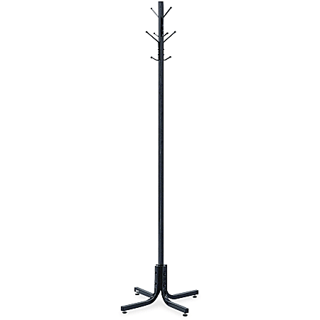 Safco 4 Double Hook Costumer - 8 Hooks - 80 lb (36.29 kg) Capacity - 2.50" Size - for Garment, Hat - Steel - Black - 1 Each