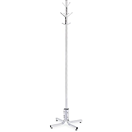 Safco 4 Double Hook Costumer - 8 Hooks - 80 lb (36.29 kg) Capacity - 70" Height x 21" Width - 2.50" Size - for Garment, Hat - Steel - Chrome - 1 Each