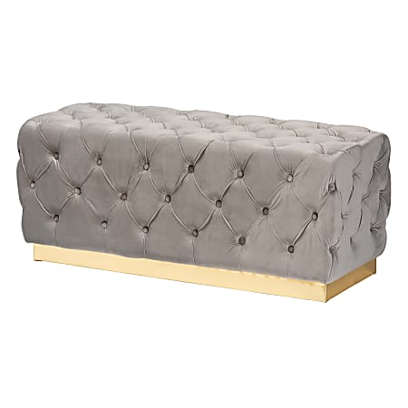 Baxton Studio Corrine Ottoman, Gray/Gold