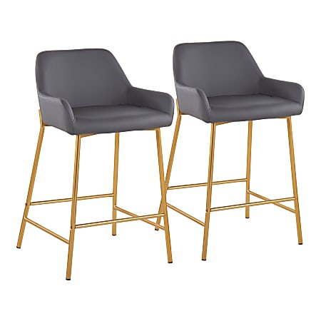 Lumisource Daniella Counter Stools, Gray/Gold, Set Of 2 Stools