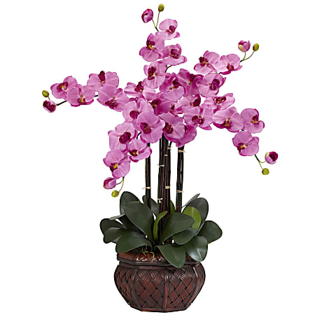 Nearly Natural 31"H Silk Phalaenopsis Arrangement With Decorative Pot, Mauve