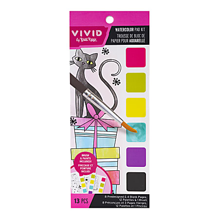 Vivid by Brea Reese Watercolor Dot Bookmark Pad Kit, Holiday Cats, 3-1/4" x 8", Total Qty 1