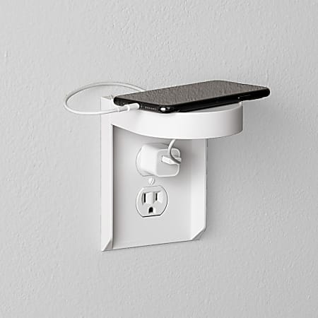 Bluelounge SocketStation Mounting Shelf for Smartphone, Hub, Speaker, Electric Toothbrush - White - 3 lb Load Capacity - 1 Each