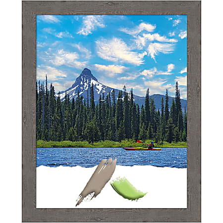 Amanti Art Picture Frame, 25" x 31", Matted For 22" x 28", Rustic Plank Gray Narrow