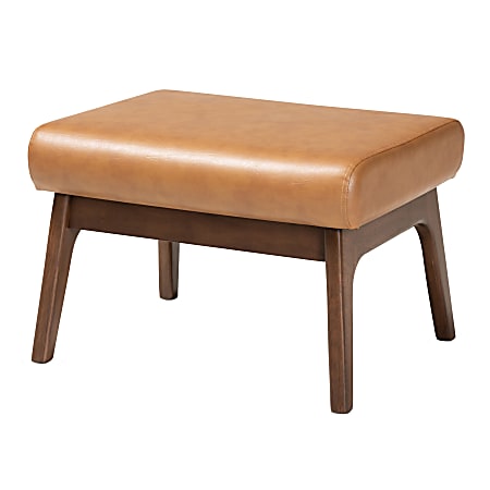 Baxton Studio Bianca Ottoman, Tan/Walnut Brown