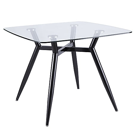 Lumisource Clara Mid-Century Modern Dining Table, Square, Clear/Black