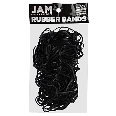 JAM Paper® Rubber Bands, Black, Size 117B, Pack Of 100 Rubber Bands