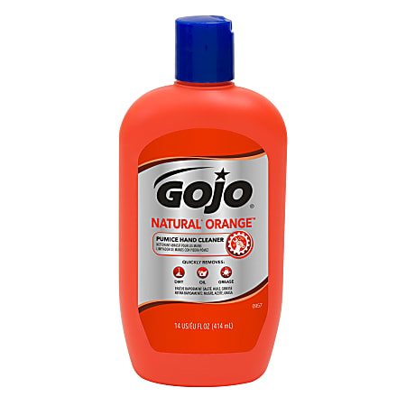 GOJO® Natural Orange Pumice Antibacterial Lotion Hand Soap Cleaner, Citrus Scent, 14 Oz Bottle