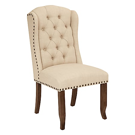 Ave Six Jessica Tufted Wing Chair, Linen/Coffee