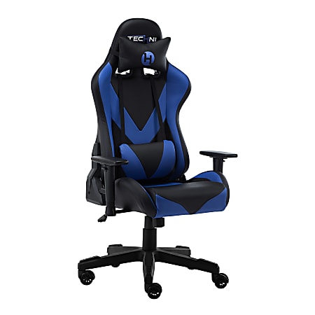 Techni Sport Ergonomic Faux Leather Computer Gaming Chair, Black/Blue