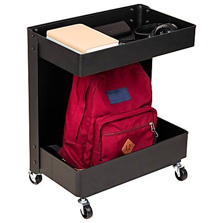 Mind Reader 2-Tier Under Desk Rolling Cart, 23-1/2"H x 20"W x 12"D, Black