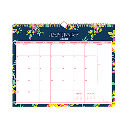 Day Designer Monthly Wall Calendar, 15” x 12”, Peyton Navy, January To December 2023, 103627